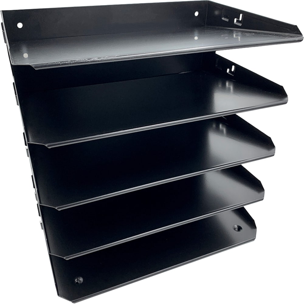 Huron Horizontal Slots Desk Organizer, 5 Compartment(s), Horizontal, 12inH x 8.75inW x 12inD, Durable, Black, Steel