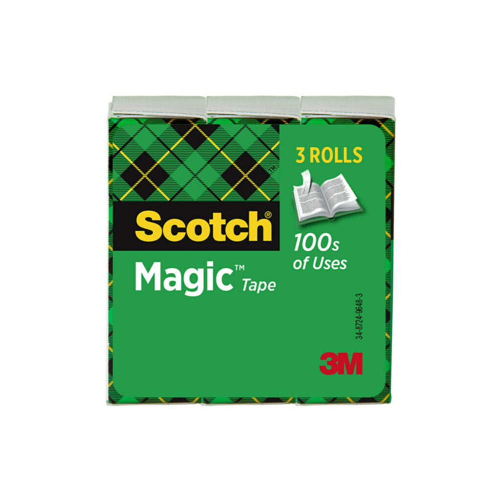 Scotch Magic Tape, Invisible, 3 Tape Rolls, 1 in x 2592 in, Home Office Supplies and School Supplies for College and Classrooms