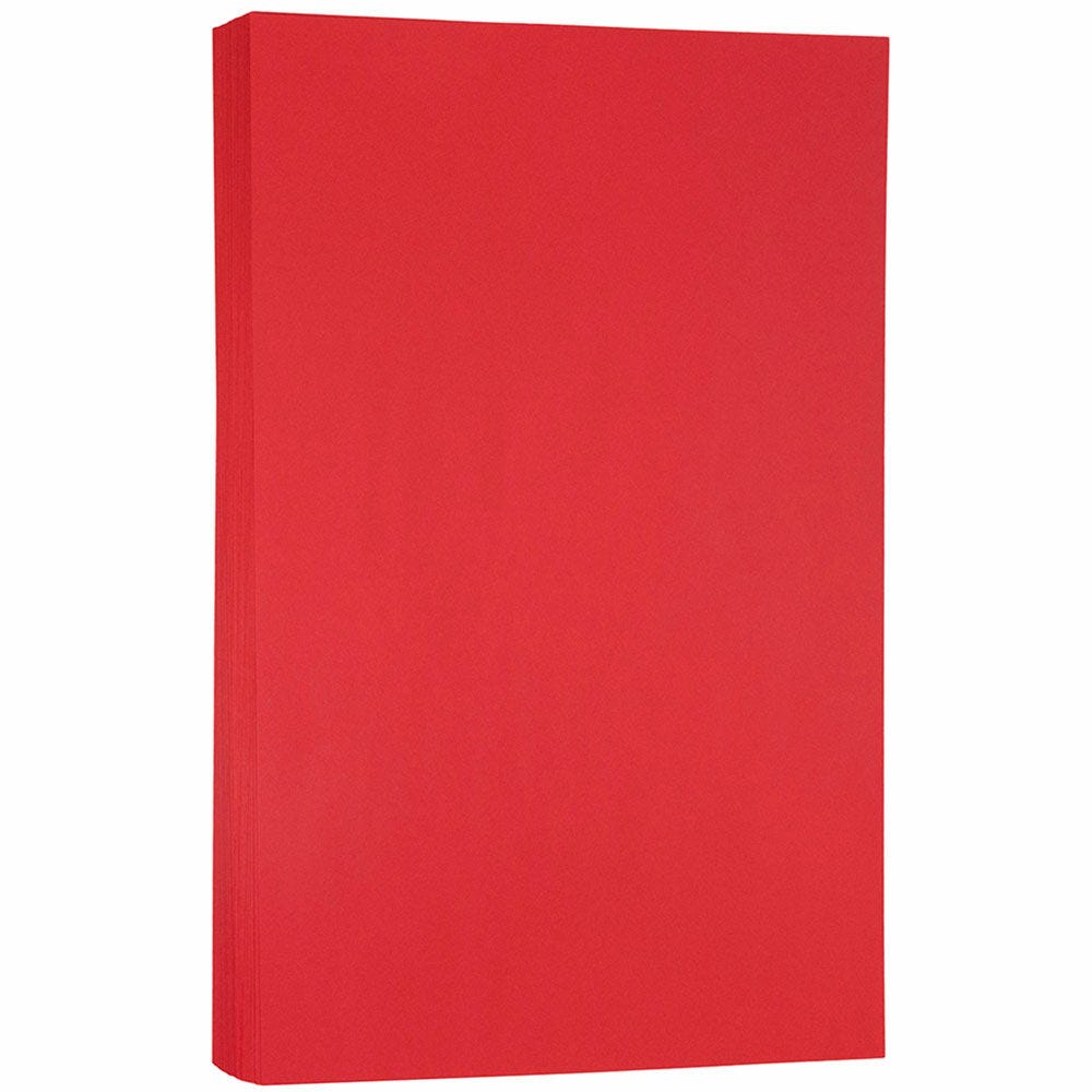 JAM Paper Legal Color Paper, Ruby Red, Legal (8.5in x 14in), 100 Sheets Per Pack, 24 Lb, 30% Recycled