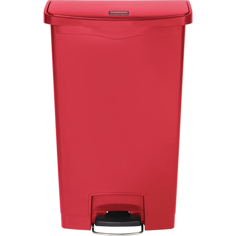 Rubbermaid Slim Jim Rectangular Plastic Wastebasket, Step-On,18 Gallons, Red