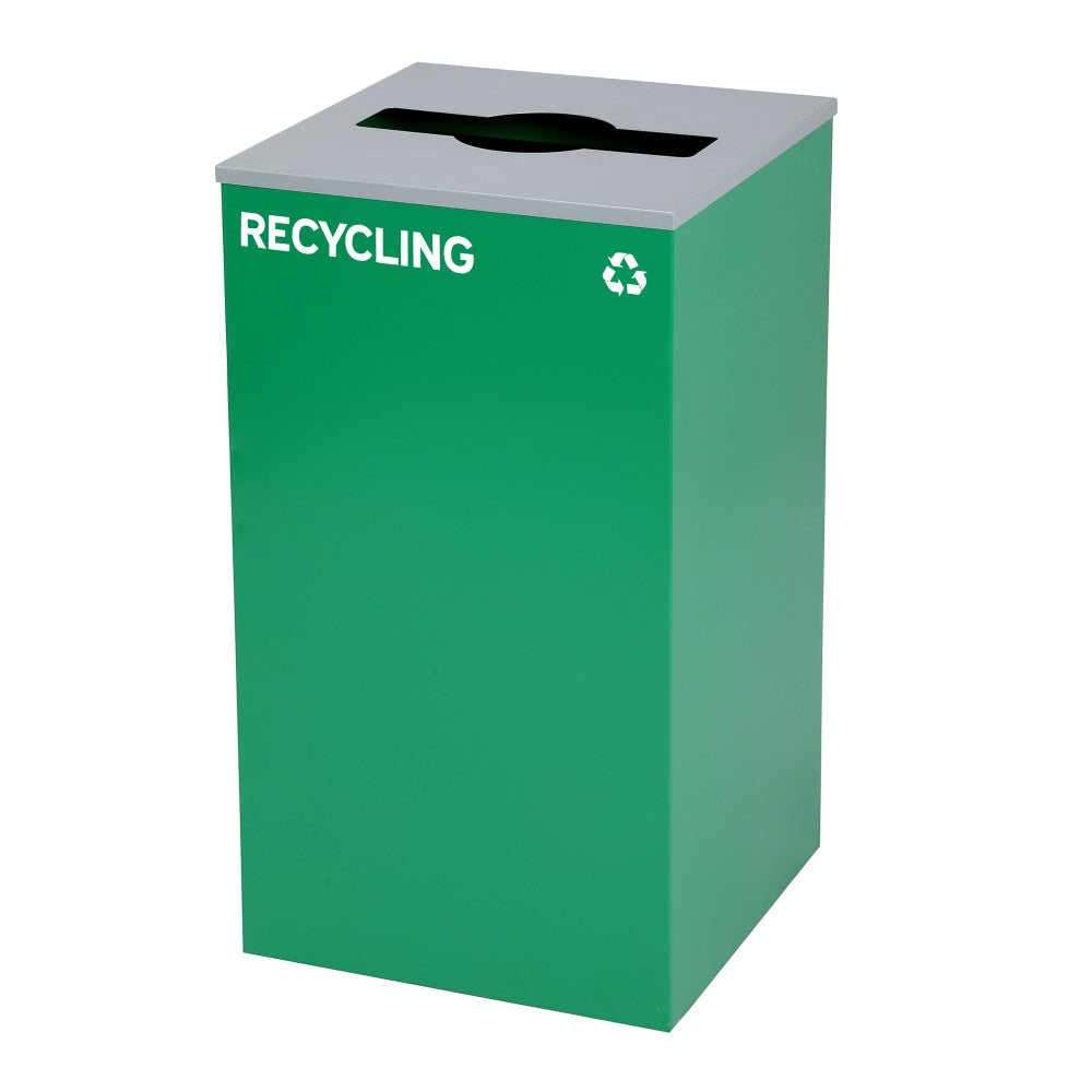 Alpine Industries Stainless-Steel Mixed Trash Bin With Mixed Opening Lid, 29 Gallons, 30inH x 16-15/16inW x 16-15/16inD, Green