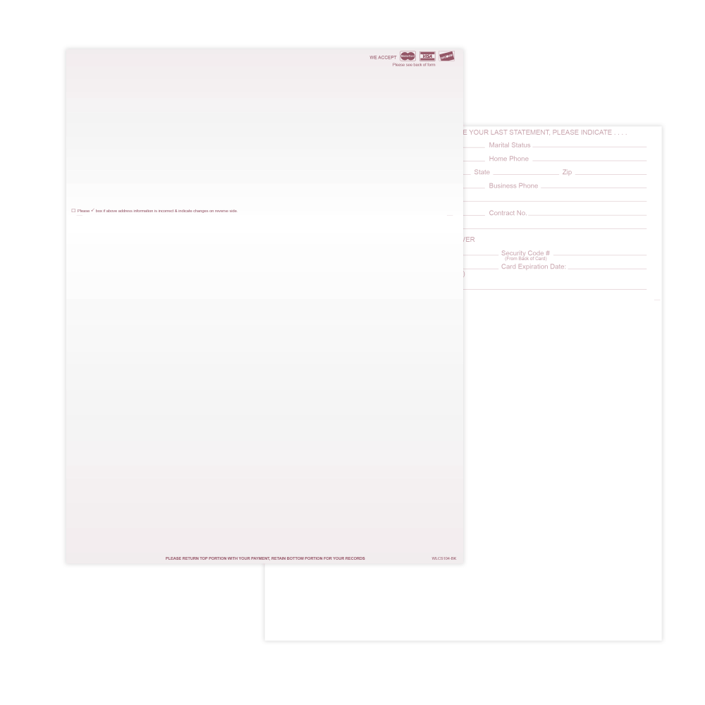 Laser 2-Sided Healthcare Medical Billing Statements,  1-Part, 8-1/2in x 11in, Burgundy, Pack Of 1,000 Sheets - WLCS104BK1000