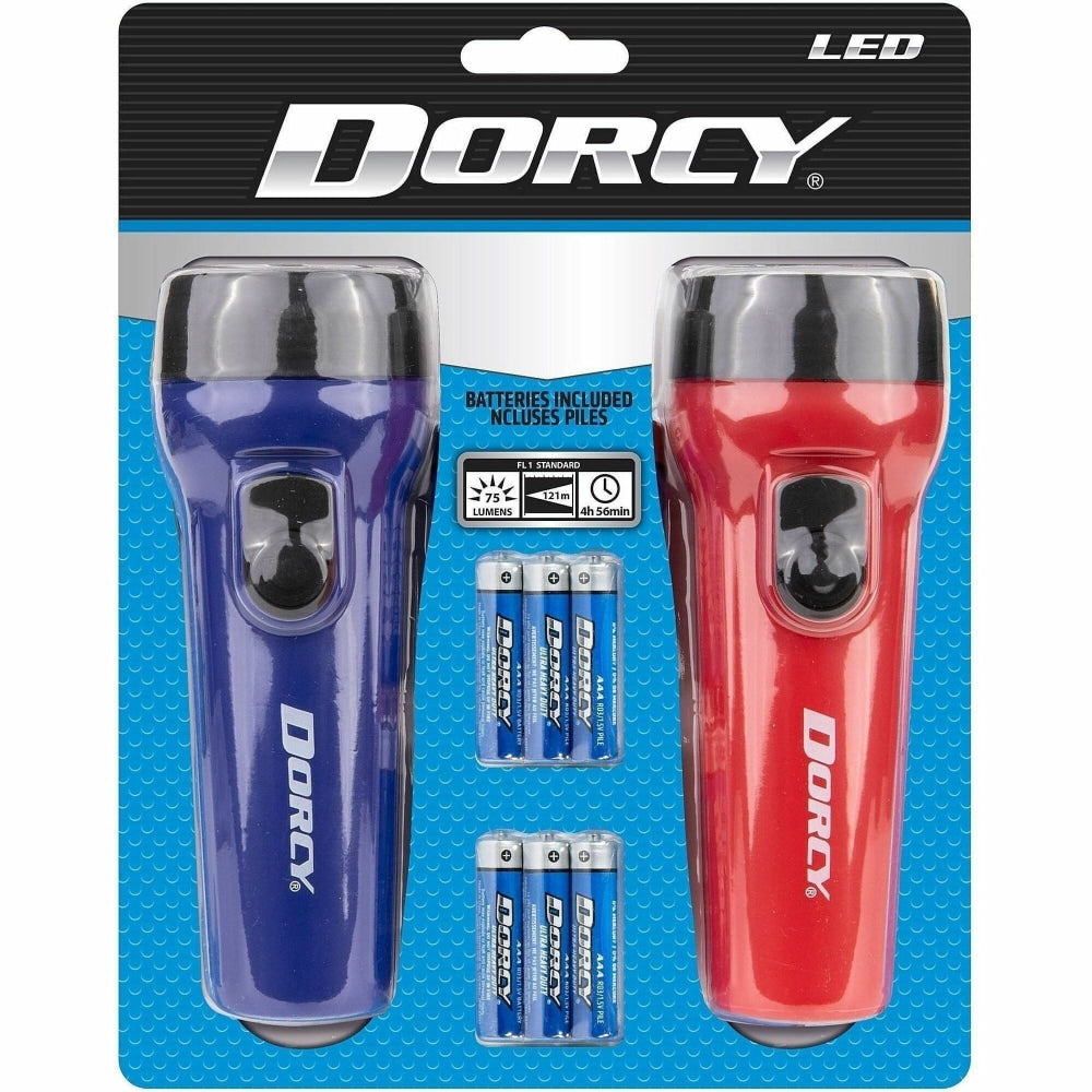 Dorcy LED Flashlights Pack - LED - 1 x D - Battery - Plastic - Weather Resistant - Blue - 1 Pack