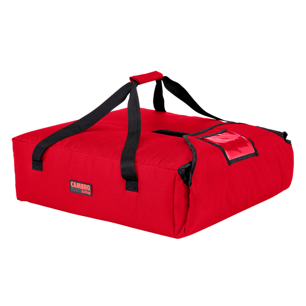 Cambro Standard Pizza GoBags, For 2 Boxes, 6 1/2in x 20 3/4in x 21 3/4in, Red, Set Of 4 GoBags