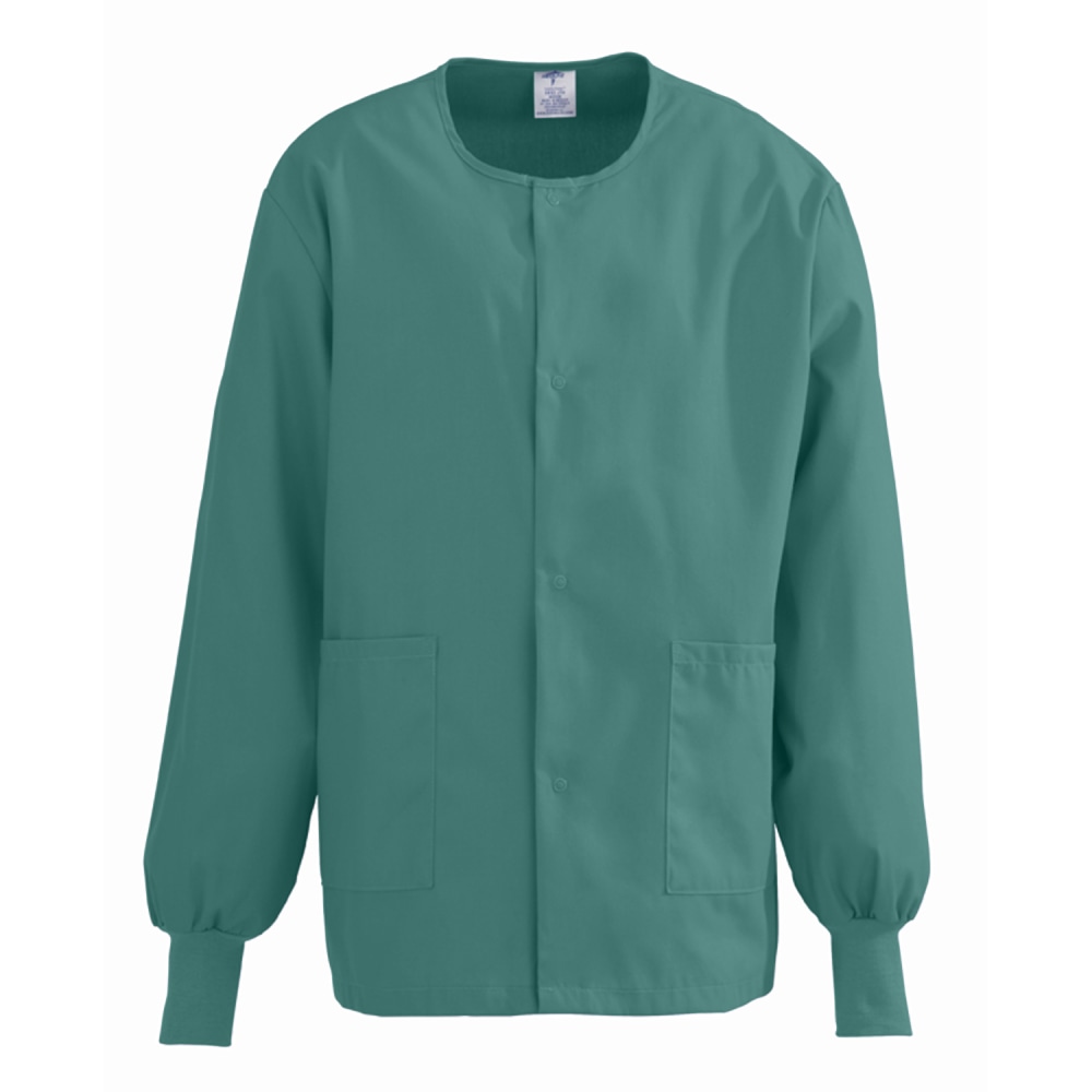 Medline ComfortEase Unisex Warm-Up Scrub Jacket, Large, Evergreen