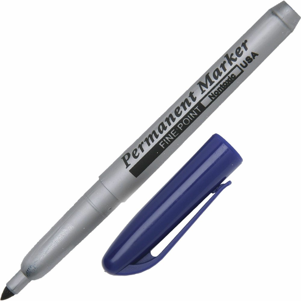 SKILCRAFT Permanent Fine-Point Markers, Blue, 12/Pack (AbilityOne 7520-01-511-4319)