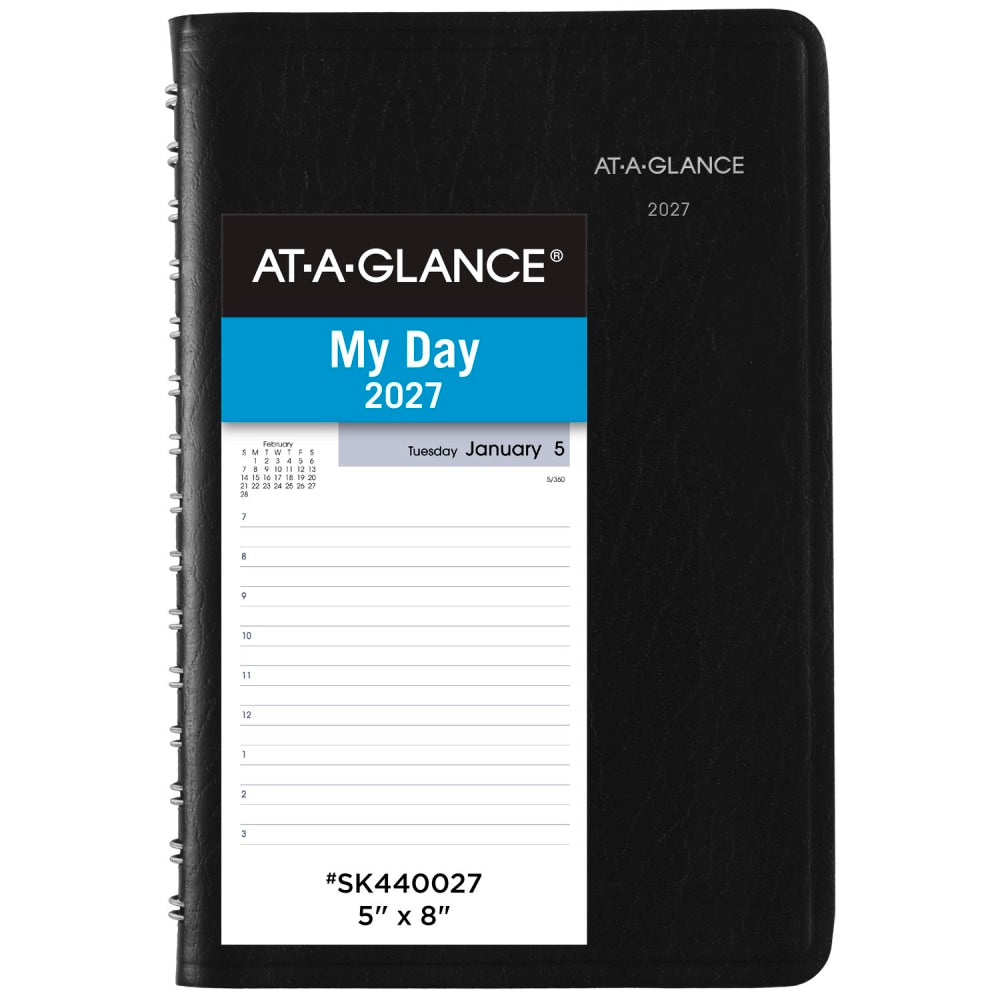 AT-A-GLANCE DayMinder 2027 Daily Appointment Book Planner, Black, Small, 5in x 8in, SK440027