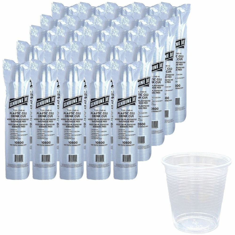 Genuine Joe 5 oz Transparent Beverage Cups - 5 fl oz - Clear - Plastic - Beverage - 100/Bag - 25 / Carton