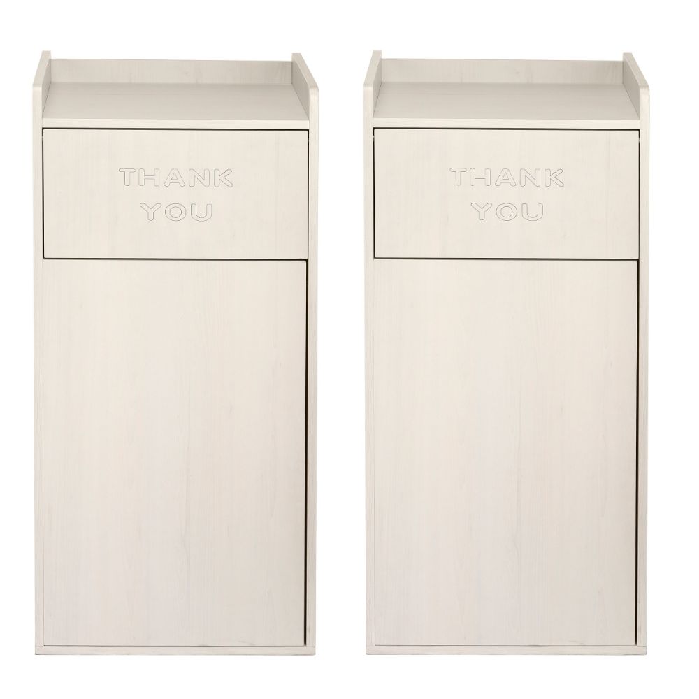Alpine Industries Wood Commercial Tray Top Waste Enclosure Trash Receptacles, 40 Gallons, White, Pack Of 2 Receptacles