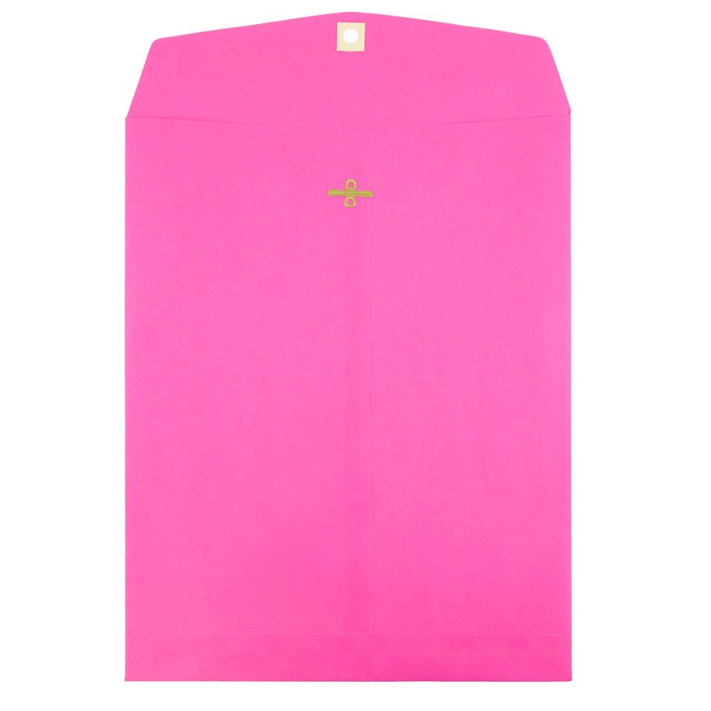 JAM Paper Open-End 9in x 12in Catalog Envelopes, Clasp Closure, Ultra Fuchsia, Pack Of 100 Envelopes