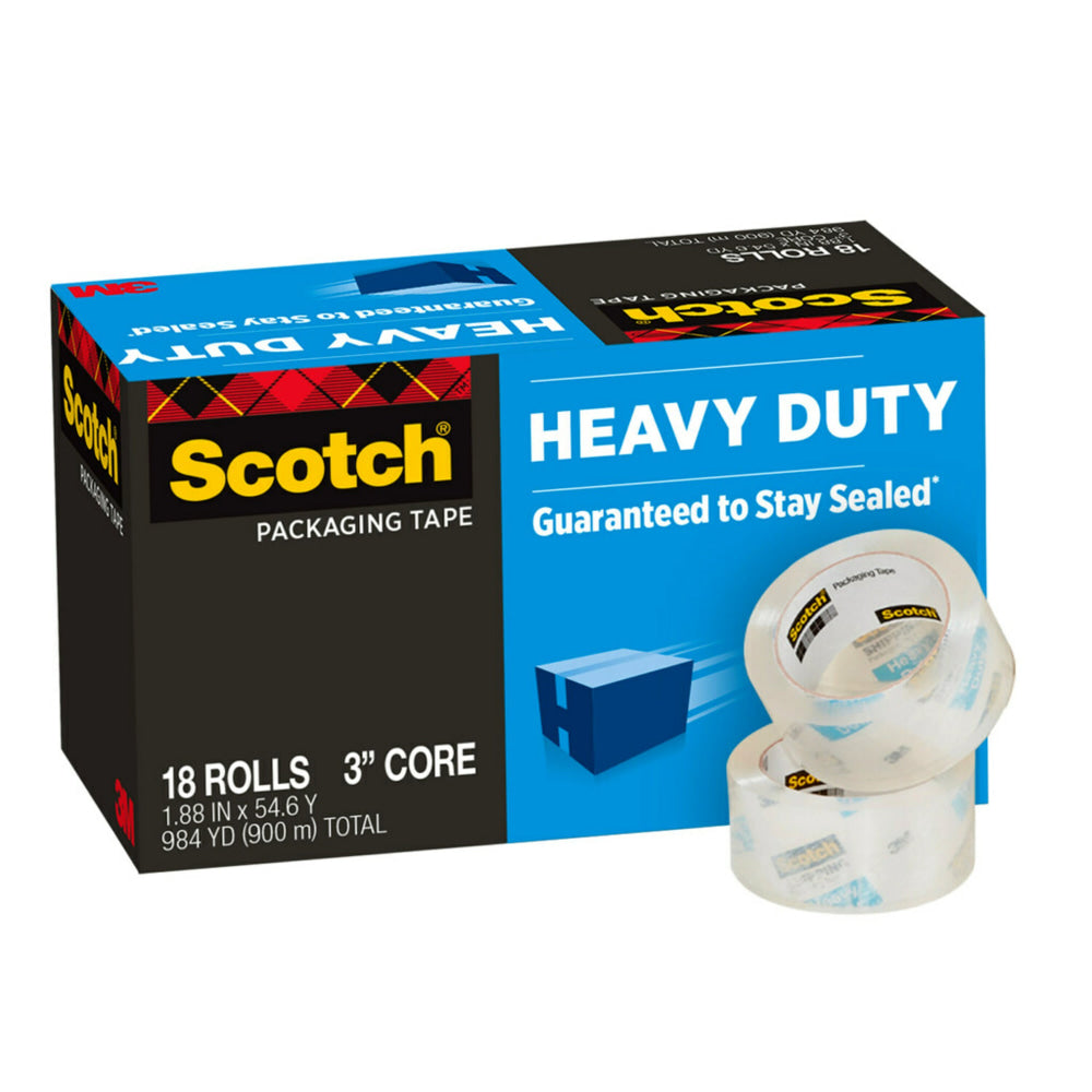 Scotch Heavy Duty Shipping Packaging Tape, 1.88 in x 54.6 yd, 18 Tape Rolls, Moving Supplies, Packing Tape for Moving Boxes and Packaging Supplies