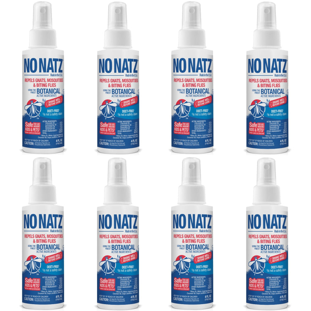 No Natz Botanical Insect Repellent, DEET-Free, Fresh Scent, 4 Oz Spray Bottle, 8-Pack