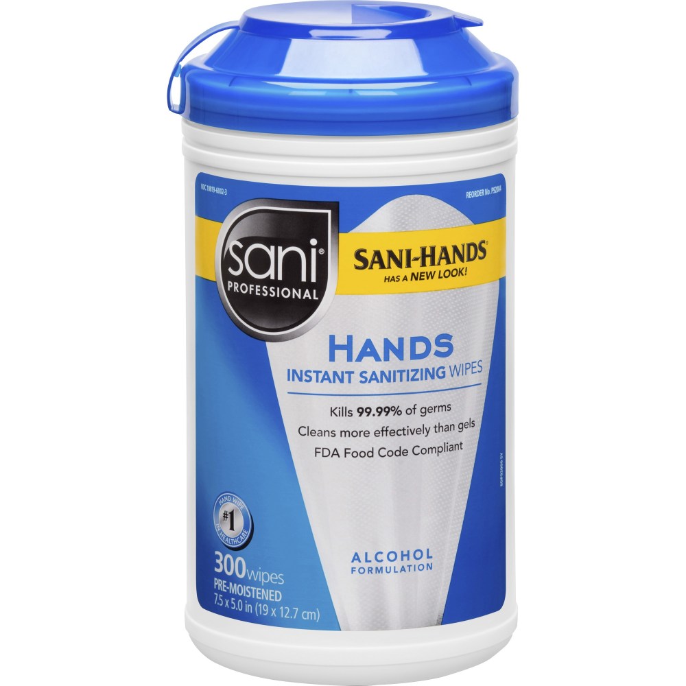 Sani-Hands Instant Hand Sanitizing Wipes - 7.50inx5.50in - 300/Box - P92084EA