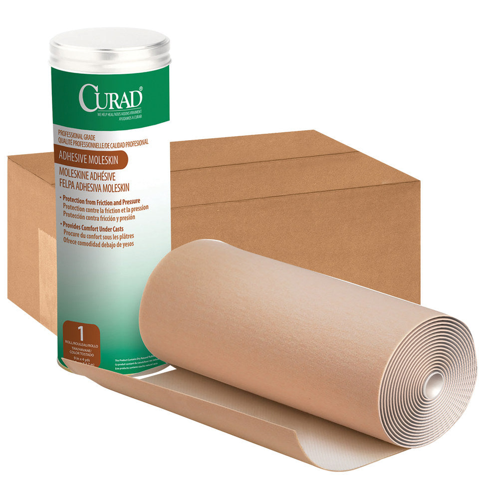 CURAD Moleskin Rolls, 9in x 4 Yd., Tan, Pack Of 12