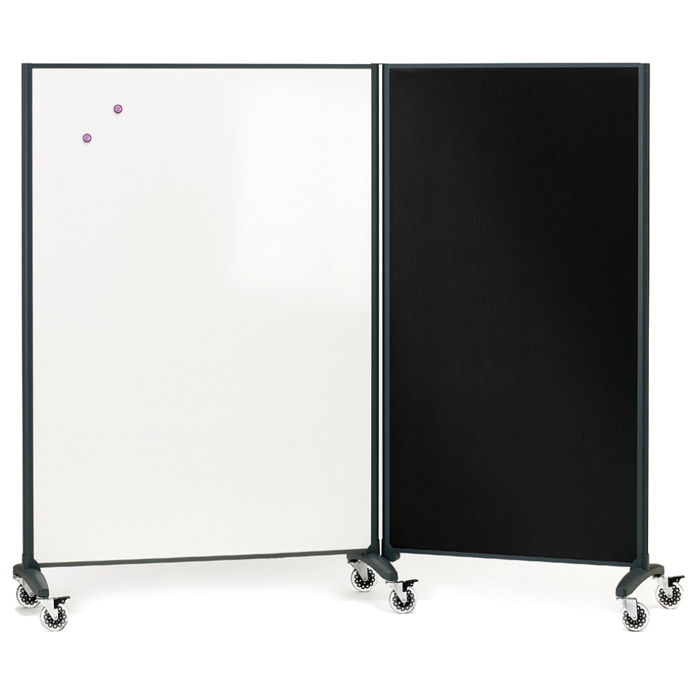 Quartet Motion Room Divider With DuraMax Porcelain Magnetic Dry-Erase Whiteboard Surface, 48in x 72in, Metal Frame With Graphite Finish