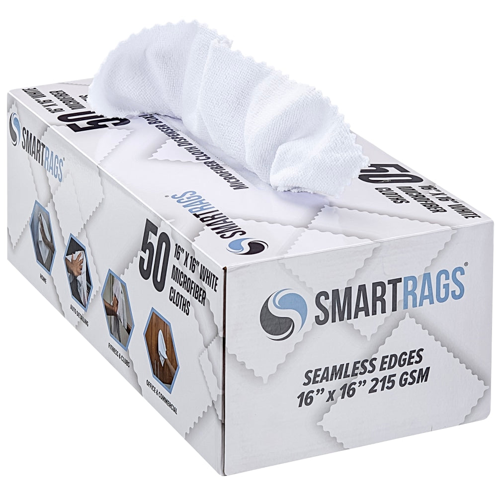 Hospeco SmartRags Disposable Microfiber Towels, 35 Gram, 215 GSM, 16in x 16in, White, 50 Towels Per Box, Case Of 8 Boxes