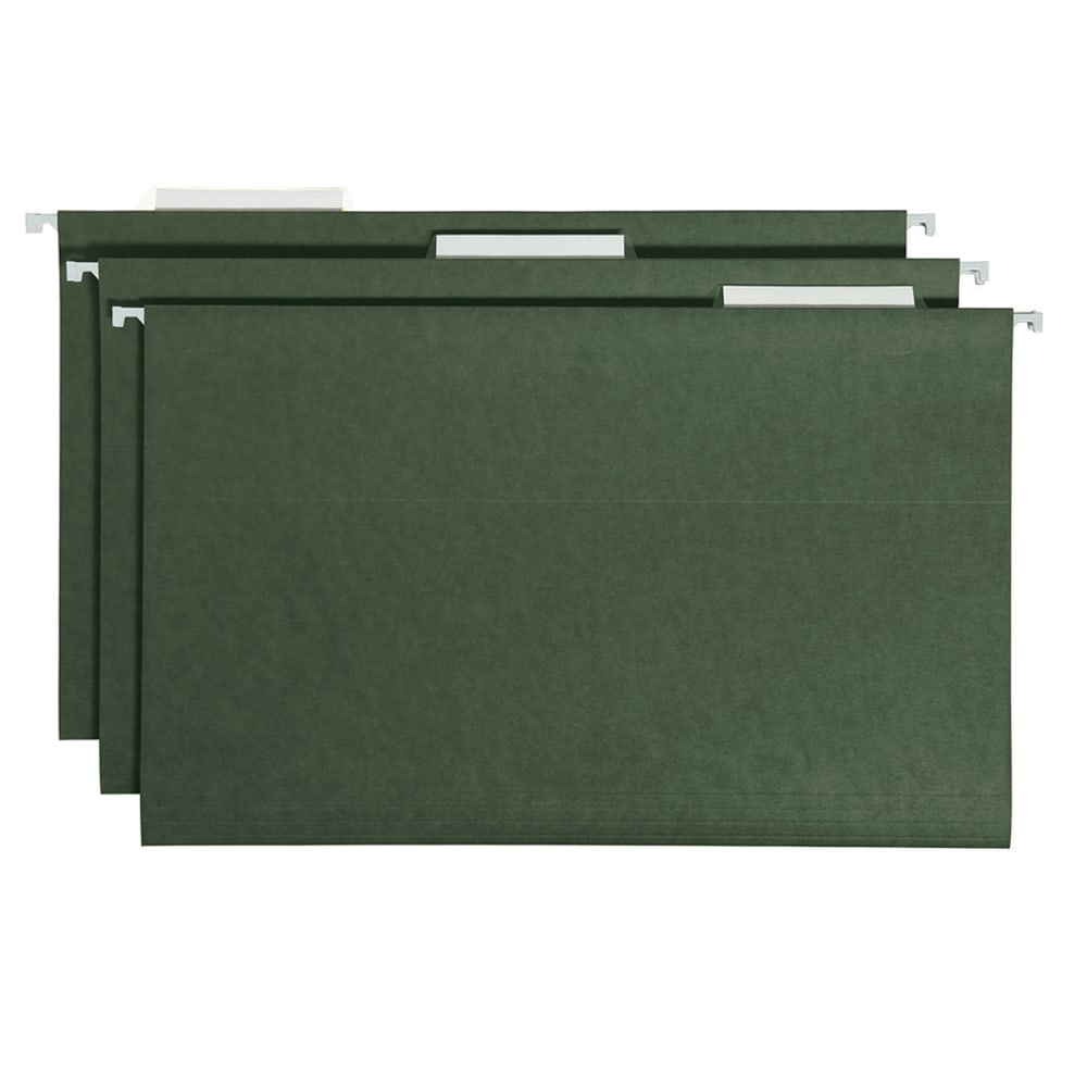 Smead Premium-Quality Hanging Folders, 1/3 Cut, Legal Size, Standard Green, Pack Of 25