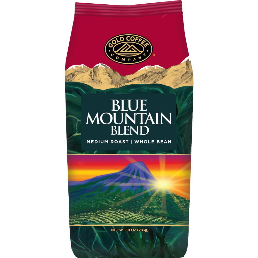 Gold Coffee Company Whole Bean Coffee, Medium Roast, Blue Mountain Blend, 10 Oz Per Bag