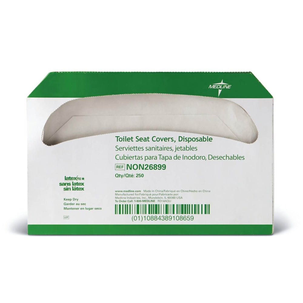 Medline Toilet Seat Cover Refills, White, 250 Sheets Per Pack, Case Of 20 Packs
