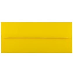 JAM PAPER #10 Business Colored Envelopes, 4 1/8in x 9 1/2in, Yellow, Pack Of 25