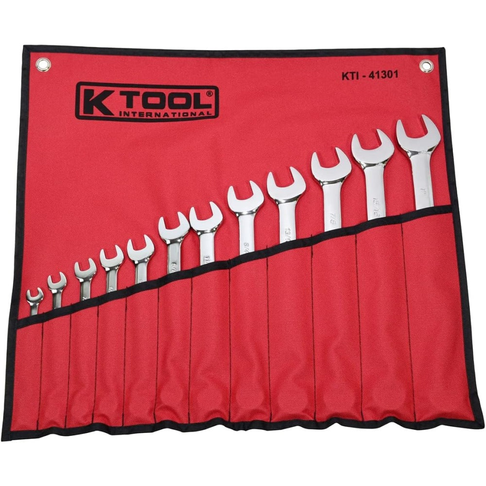 K-Tools International Wrench Set, Silver/Red, Set Of 12 Pieces