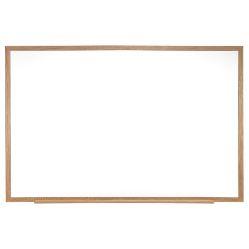 Ghent M1W Magnetic Dry-Erase Whiteboard, Porcelain, 48 1/2in x 72 1/2in, Oak Wood Frame, Natural Finish