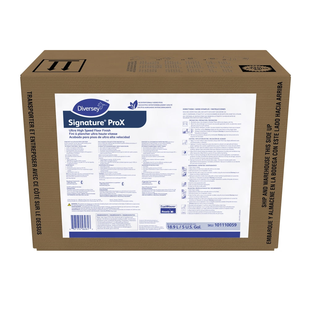Diversey Signature ProX UHS Floor Finish, 5 Gallon, Opaque White