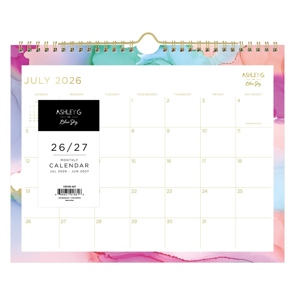 Wall Calendar AG Multi Color Smoke - 11x8.75 AY26-27 Monthly Safety Wirebound -