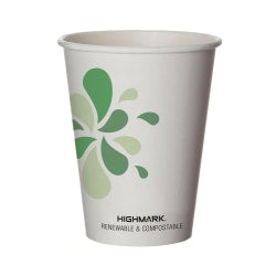 Highmark ECO Compostable Hot Coffee Cups, 12 Oz, White, Pack Of 50
