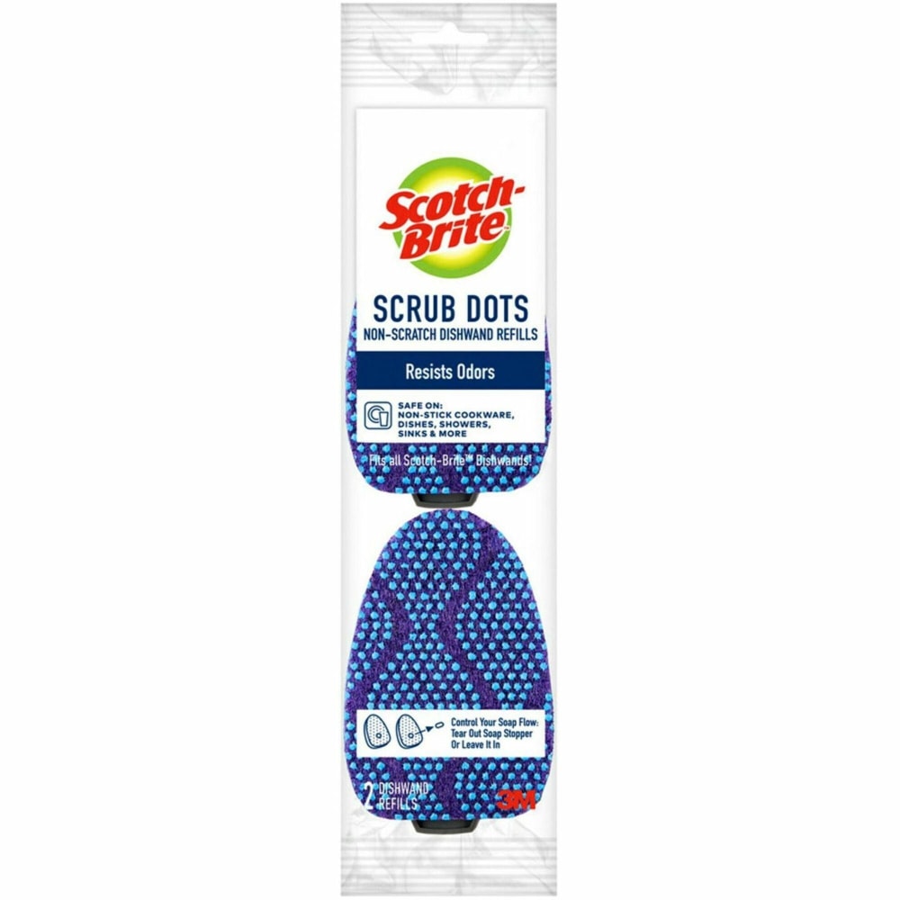 Scotch-Brite Scrub Dots Microfiber Dishwand Refill, 3-1/2in x 4-2/5in, Light Blue/Dark Blue, Pack of 2