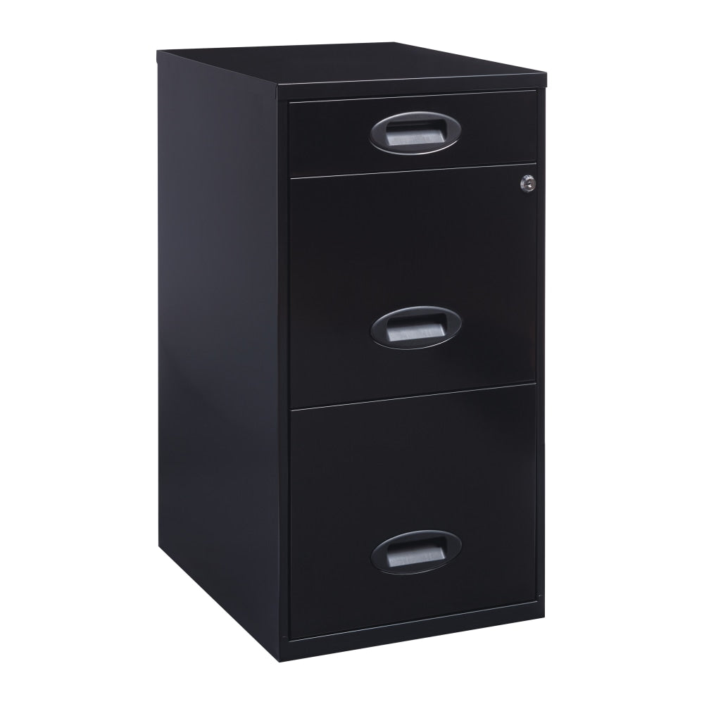 Realspace SOHO 18inD 3-Drawer Organizer Vertical Letter-Size File Cabinet, Black