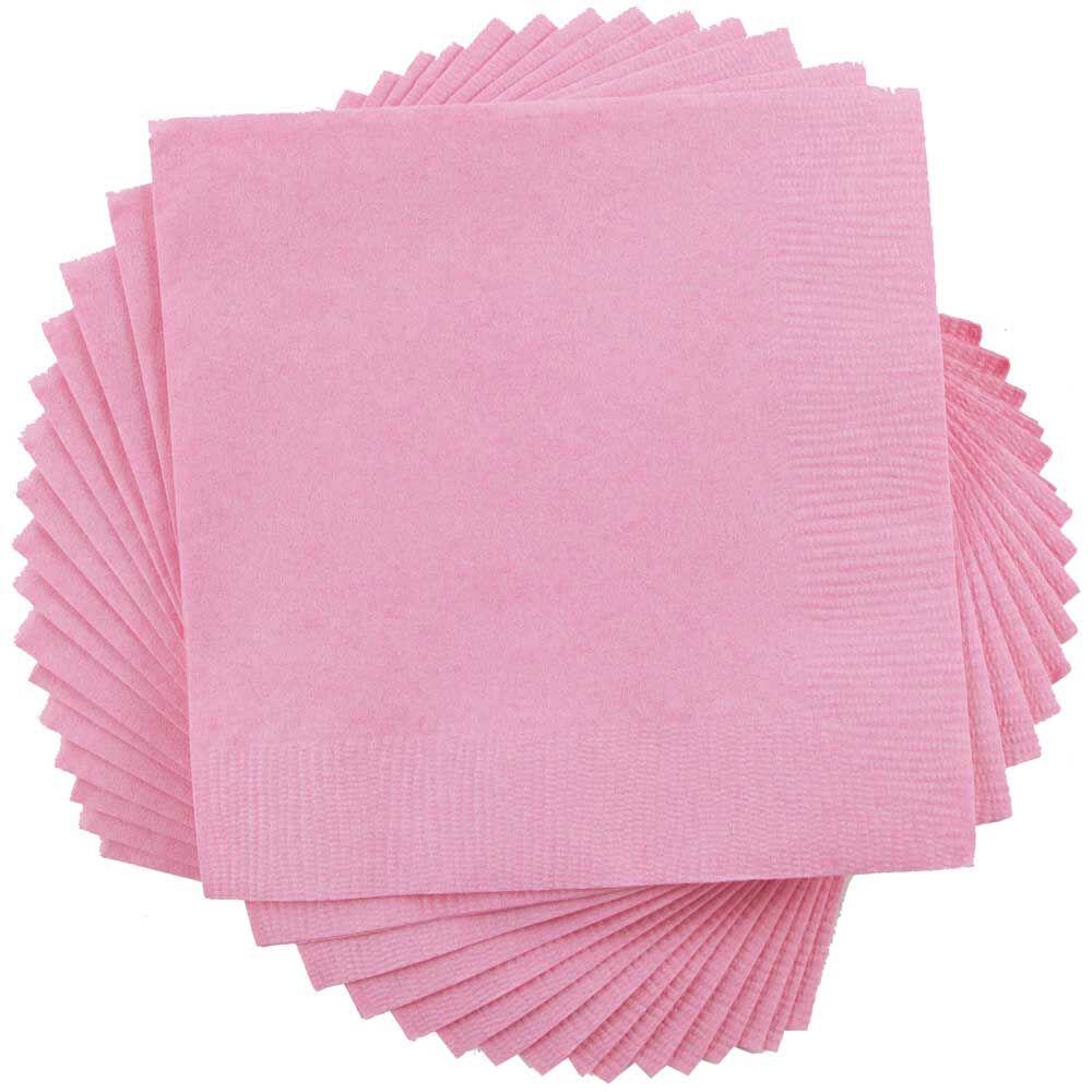 JAM PAPER Small Beverage Napkins - 5 x 5 - Baby Pink Pastel - 40/Pack