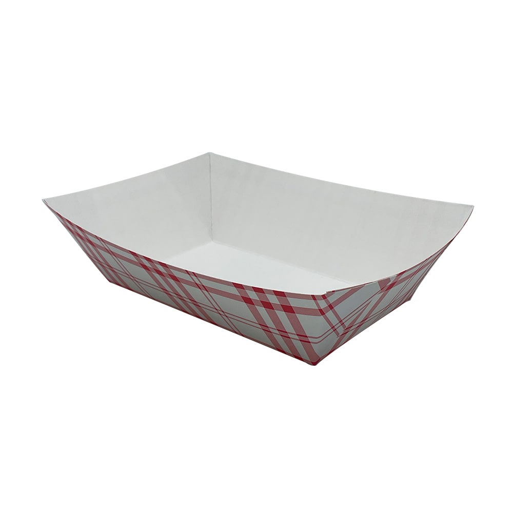 Empress Food Trays, 3 Lb, 16-11/16inH x 11-15/16inW x 8-3/4inD, Red Plaid, 250 Trays Per Pack, Case Of 2 Packs