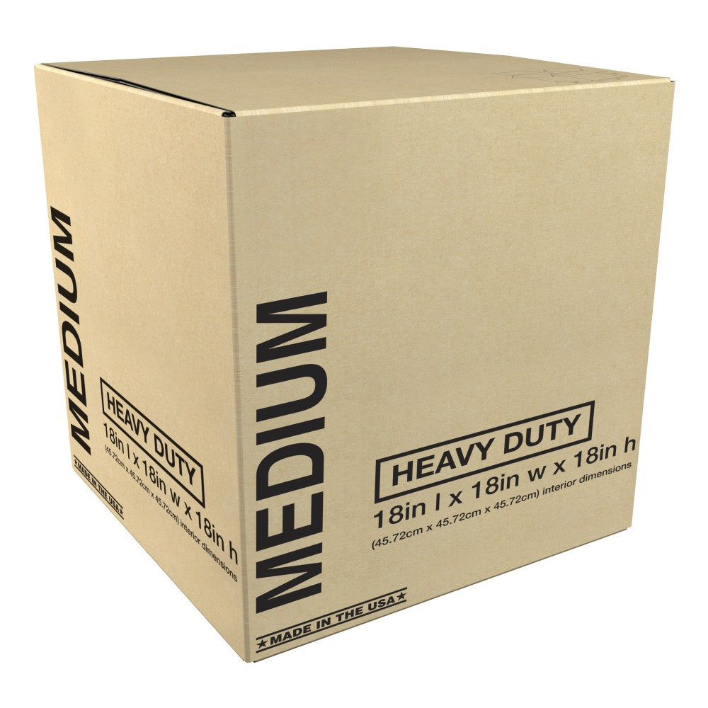 Heavy-Duty Corrugated Moving Box, 18inH x 18inW x 18inD, Kraft