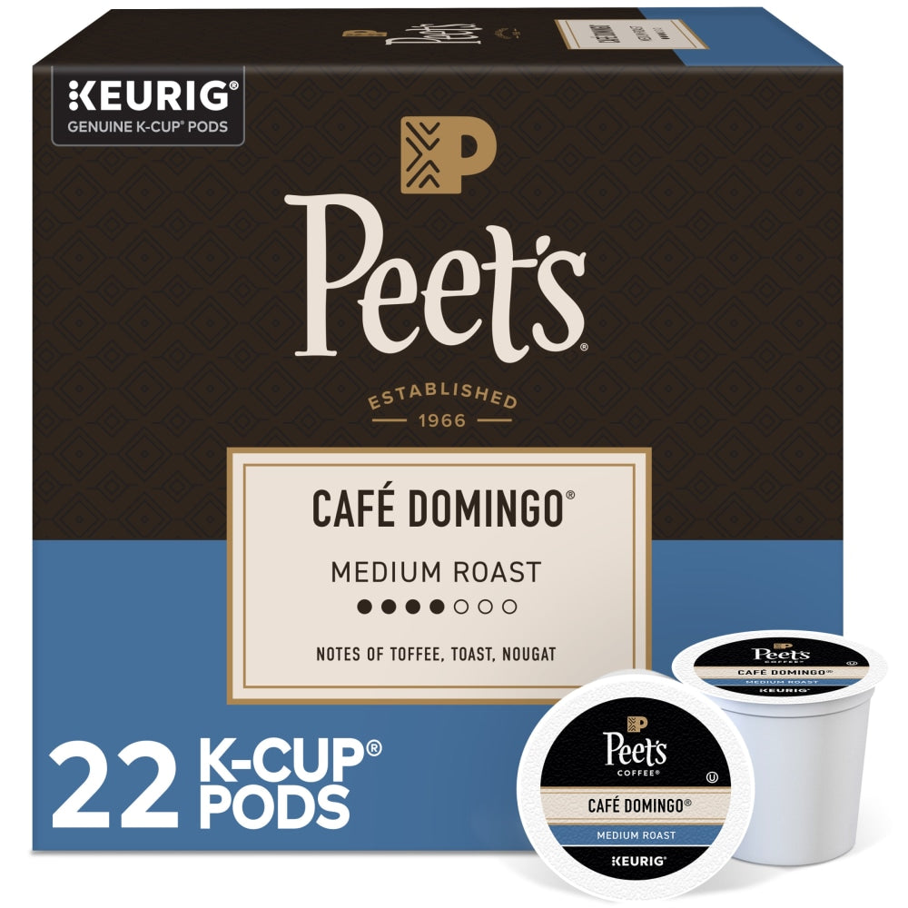Peets K-Cup Cafe Domingo K-Cup Pods - Compatible with Keurig K-Cup Brewer - Medium - 22 K-Cup