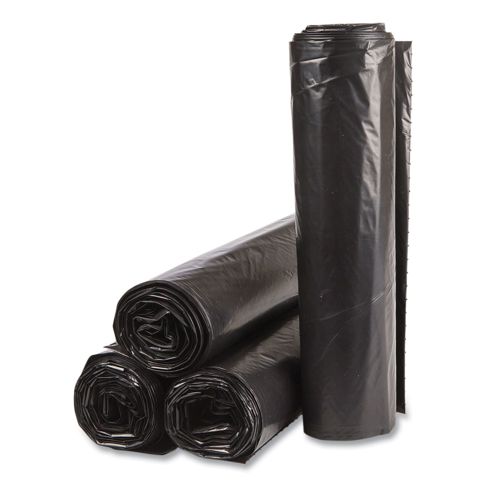 Interplast Group High Density Commercial Can Liner Value Pack,  0.75 mil, 45 gal, 19 mic, 40in x 46in, Black, Interleaved Roll, 25 Bags/Roll, 6 Rolls/CT