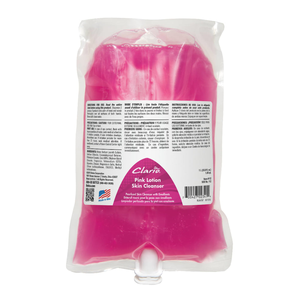 Betco Pink Lotion Skin Cleanser, 1000 mL, Pack Of 6