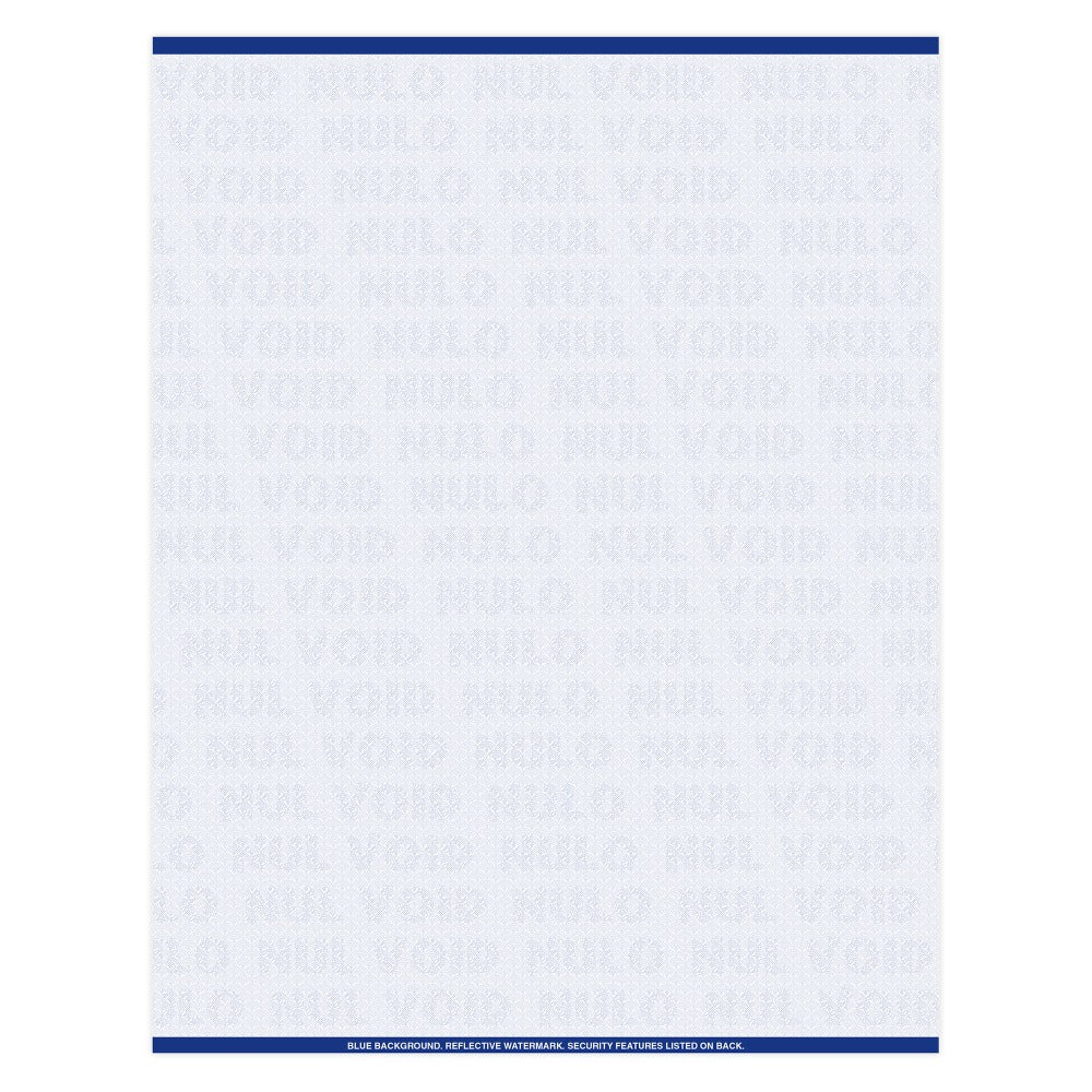 .High Security Medicaid Compliant Laser RX Prescription Paper Stock -1 Up, 8.5in x 11in Sheet,  Blue, Pack Of 500 Sheets