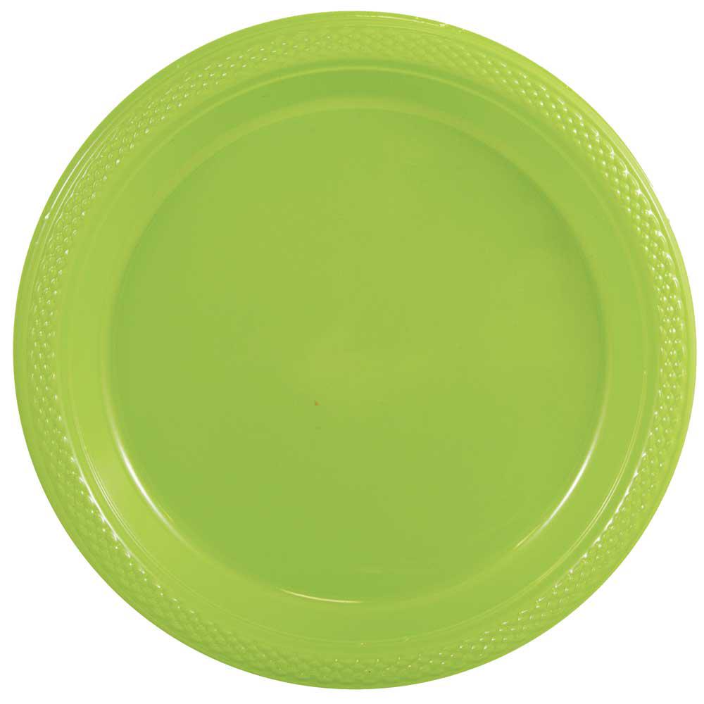 JAM PAPER Round Plastic Party Plates, Large, 10 1/4 inch, Lime Green, 20/Pack