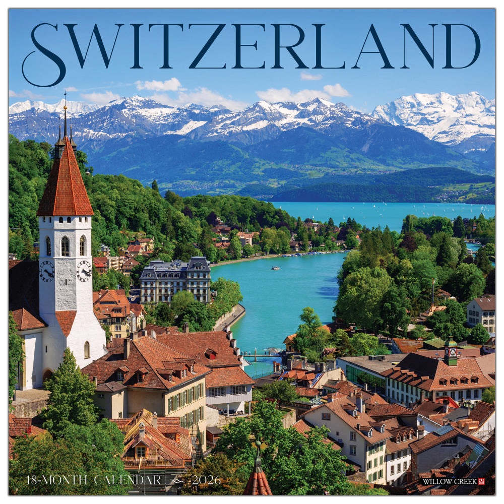 2026 Willow Creek Press Scenic Monthly Wall Calendar, 12in x 12in, Switzerland, January To December, 56165
