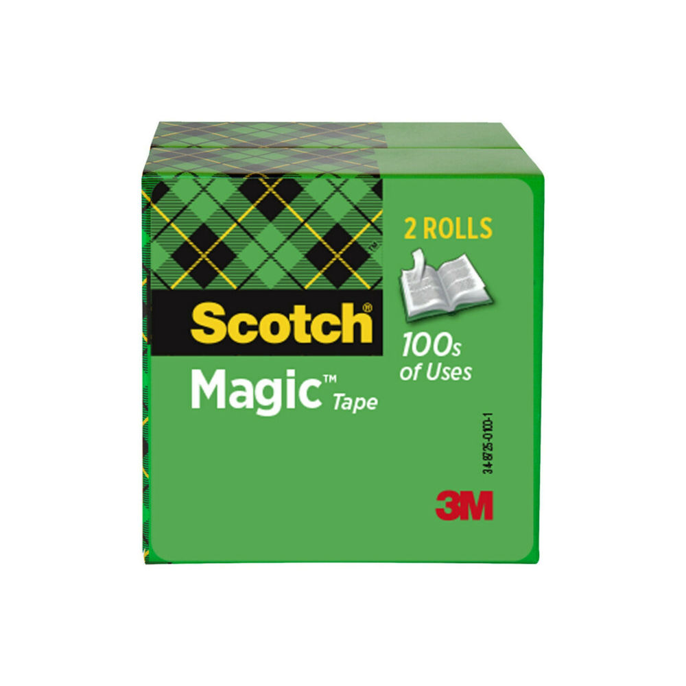 Scotch Magic Tape, Invisible, 2 Tape Rolls, 3/4 in x 2592 in, Home Office Supplies and School Supplies for College and Classrooms