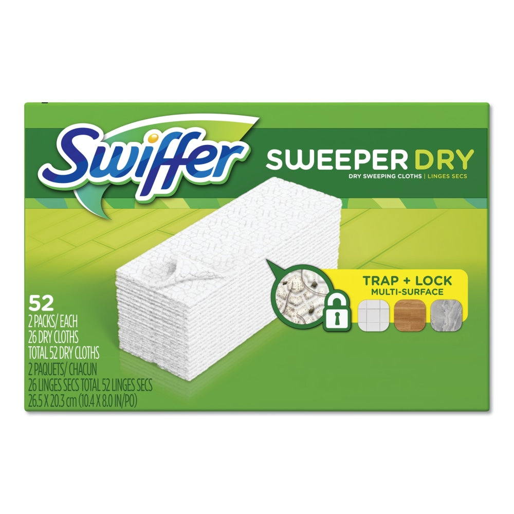 Swiffer Sweeper Dry Cloth Refills, White, 52 Refills Per Box, Carton Of 3 Boxes