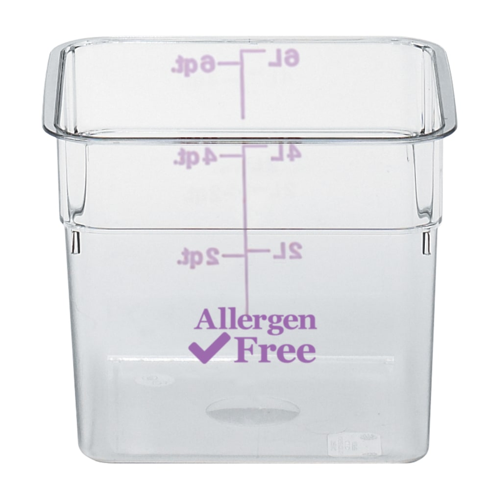 Cambro Camwear 6-Quart CamSquare Storage Containers, Allergen-Free Purple, Set Of 6 Containers