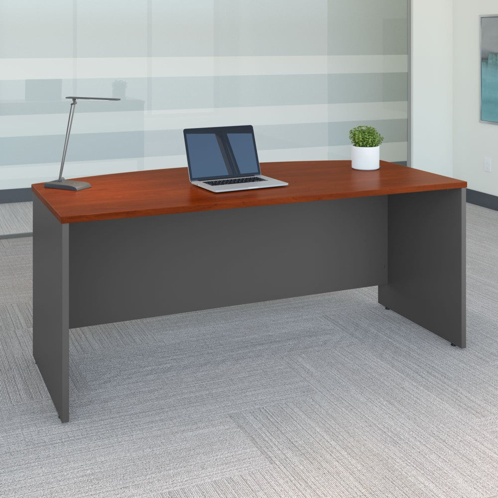 Bush Business Furniture Series C Components Bow Front Desk, 72inW x 36inD, Hansen Cherry/Graphite Gray, Standard Delivery