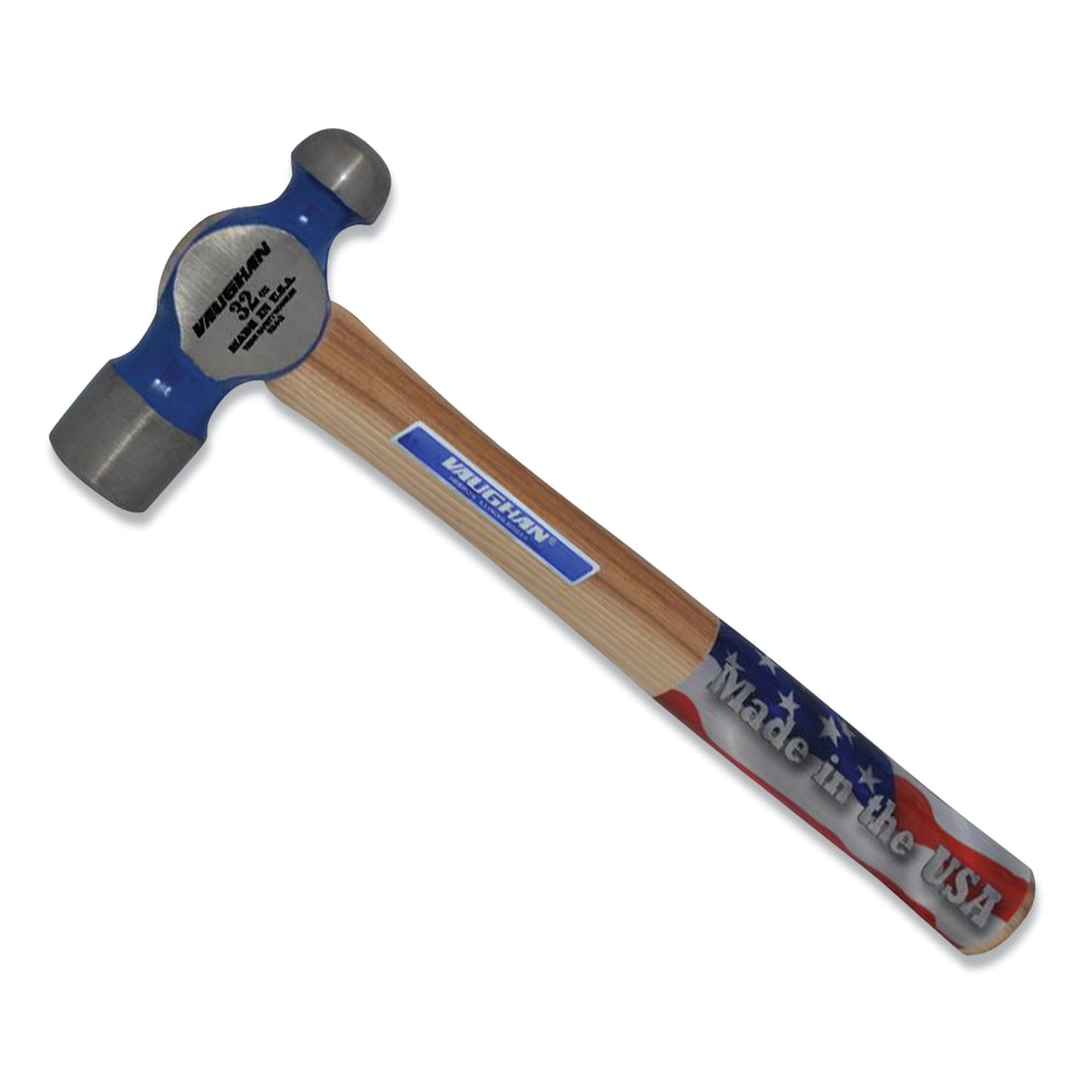 Vaughan Commercial Ball Pein Hammer, Hickory Handle, 15 3/4 in, Forged Steel 32 oz Head