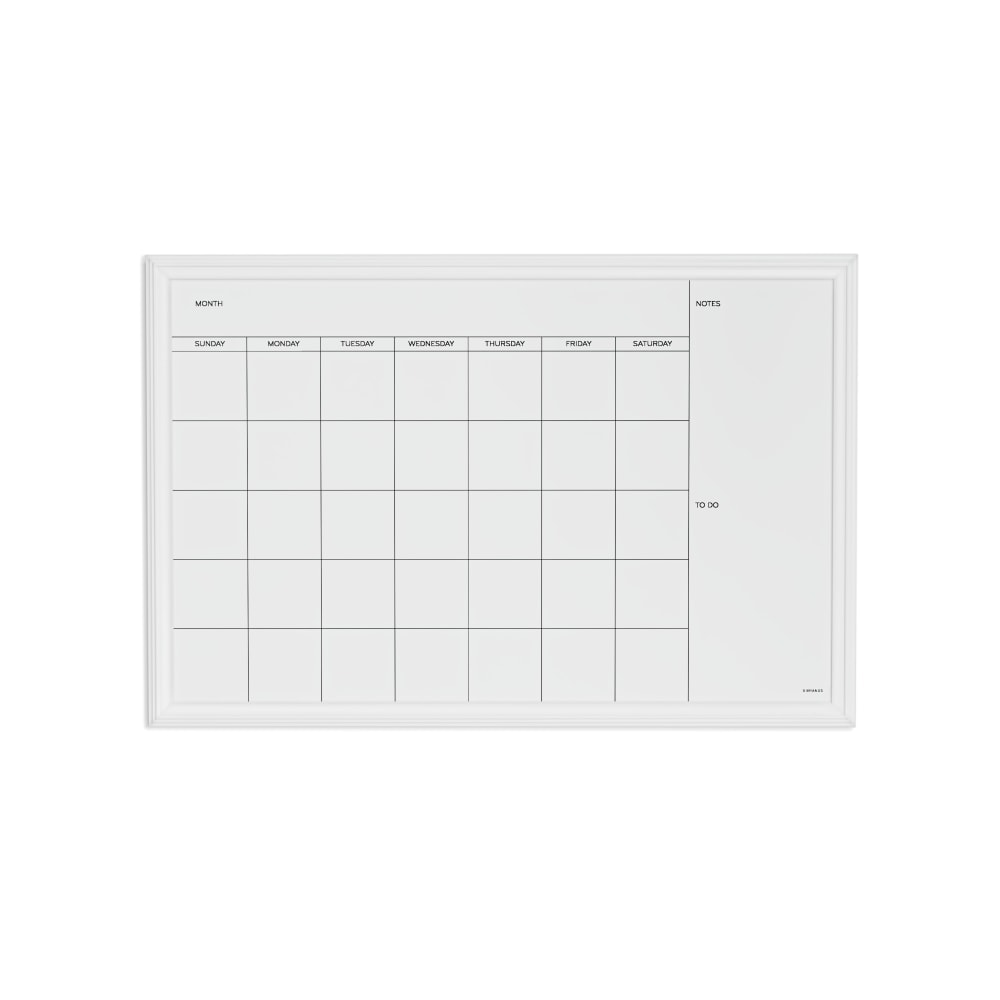 U Brands Magnetic Dry-Erase Monthly Calendar, 30in X 20in, White Decor Frame (2075U00-01)