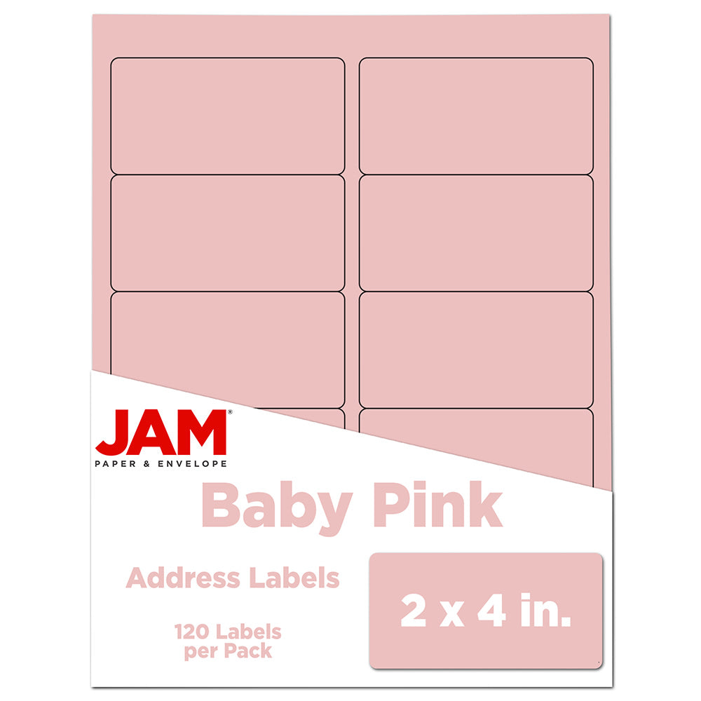 JAM Paper Mailing Address Labels, Rectangle, 2in x 4in, Baby Pink, Pack Of 120