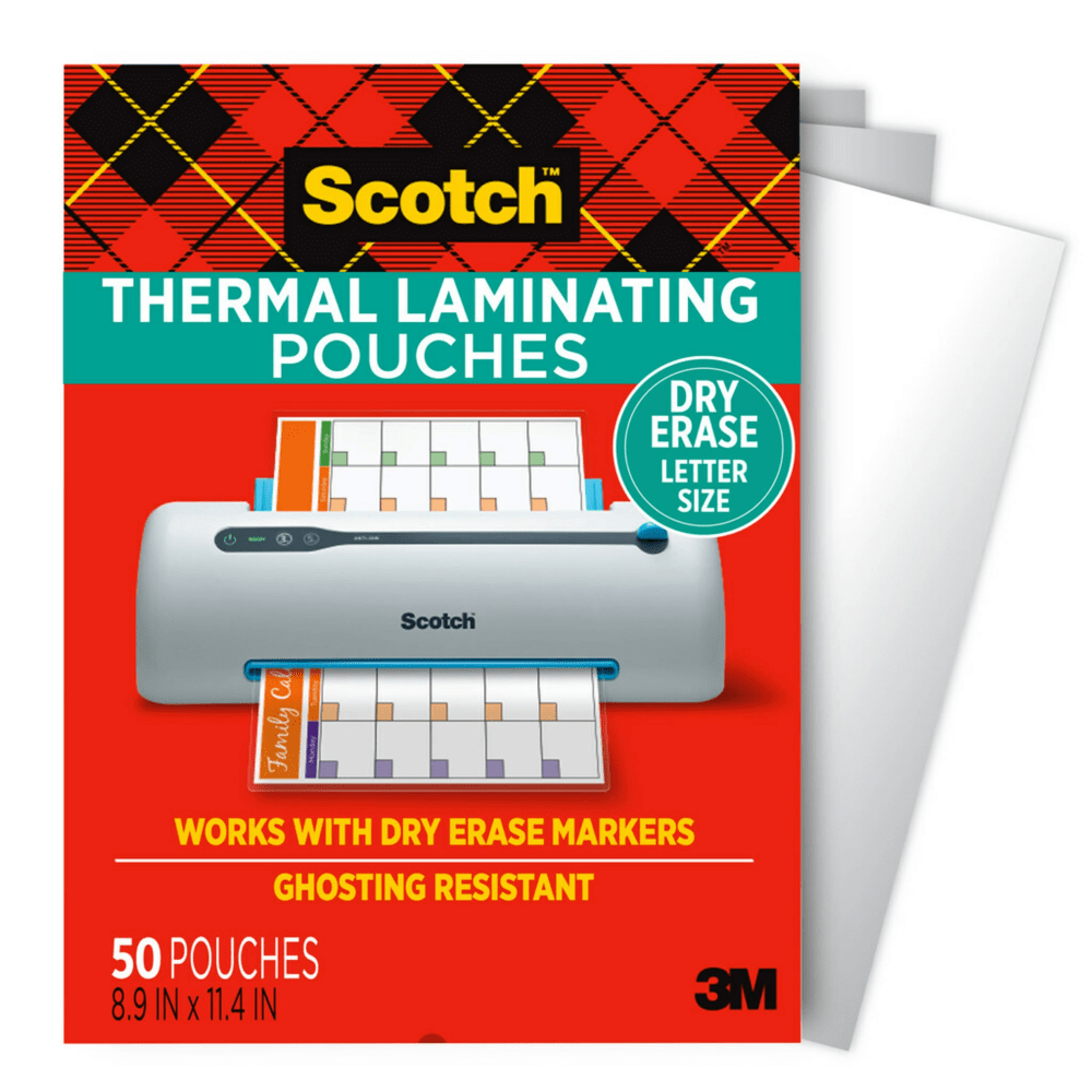 Scotch Thermal Laminating Pouches, 8.9in x 11.4in, 50 Laminating Sheets, Fits Letter Size, TP385450DE, 50/Pack