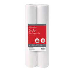 Office Depot Brand 1-Ply Bond Paper Rolls, 2-1/4in x 130ft, White, Pack Of 12