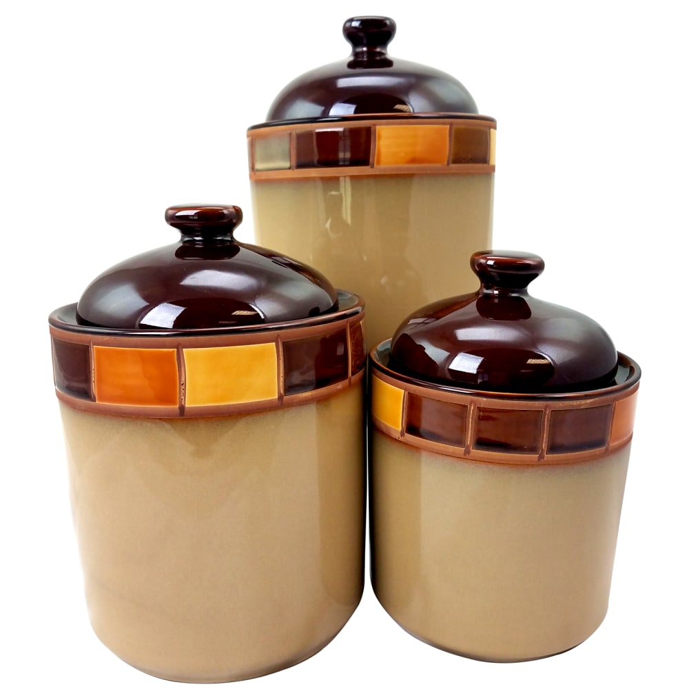 Casa Estebana 3 Piece Canister Set, Brown